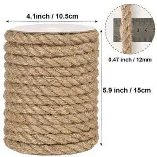 Size 12mm - Cuộn 5 mét dây thừng trang trí, dây đay, dây cói làm đồ handmade, thủ công mỹ nghệ, lưới trang trí,xích đu